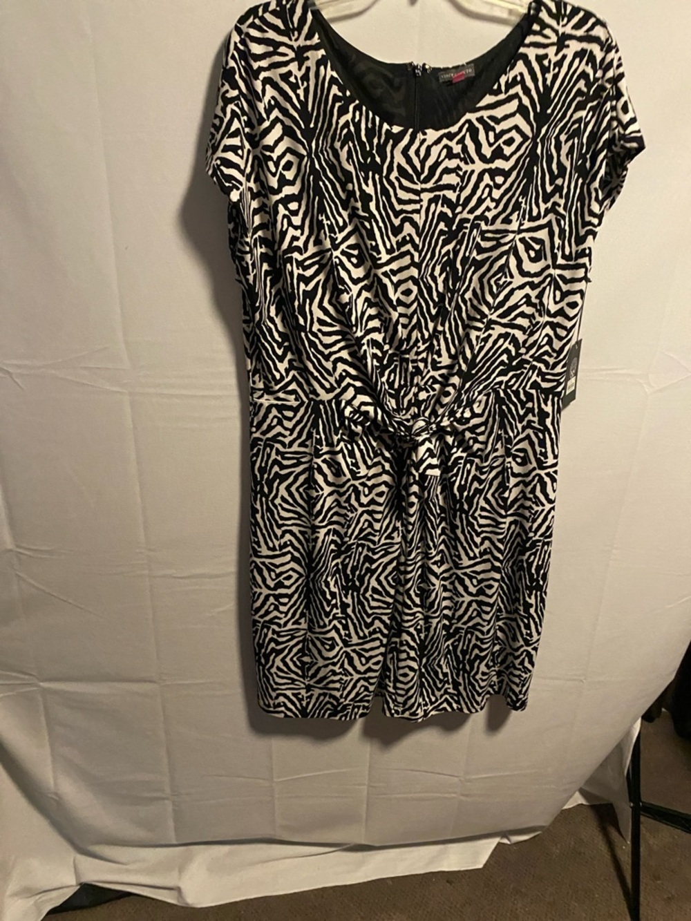 Vince Camuto Black and White Zebra-Print Dress with Knot Detail